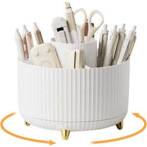 Organisateur de bureau rotatif à 360° pour enfant - Avec 5 compartiments - Pour bureau, école, crayons et autres articles de papeterie - Neuf