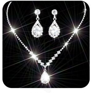 Kales-Parure De Bijoux De Mariage Avec Colliers Et Boucles D'oreilles En Argent Et Strass Étincelants Pour Femmes Et Filles - Neuf