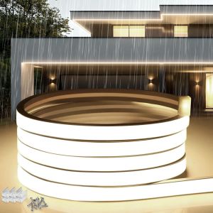 Neon Ruban Led Exterieur 30M, Silicone N&eacute;on Bandeau Led 220V Exterieur Etanche Ignifuger Ip65 Bande-Led Diy Flexible Blanc Naturel 4000K D&eacute;coupable Rubans &Agrave; Leds 120Led/M Avec Alim[RUB9221954] - Neuf