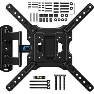 Support Mural Tv 26-55 Pouces Avec Extra Long Bras,Accroche Tv Orientable Et Inclinable, Fixation Tv Pour Petite Télévision/Pc Écran Plat/Incurvé, Capacité De 40Kg, Vesa Max De 400X400 - Neuf