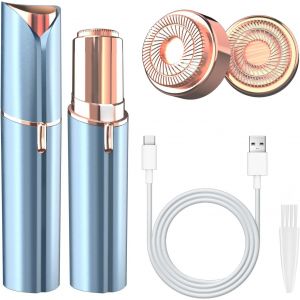 Rasoir Visage Femme, Usb Rechargeable, Epilateur Visage Femme Avec Deux Lames De Rechange, Doux Et Indolore Rasoir Electrique, Flawless Epilateur Visage Pour Joues, Menton, Bras (Bleu) - Neuf