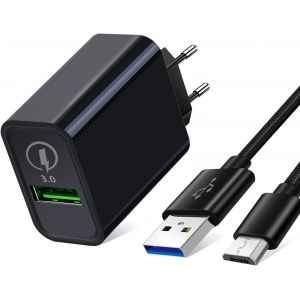 JGD-Chargeur Secteur et C&acirc;ble Micro USB pour Samsung A10/A7 2018/A6 Plus/J6 J3 J5 2016 2017 J4,Huawei P Smart 2019/P8 Lite/P9 Lite/P10 Lite/Y5 Y6 Y7,Honor 8X 8A/Honor 9 Lite/10 Lite/20 Lite,Charge Ra - Neuf