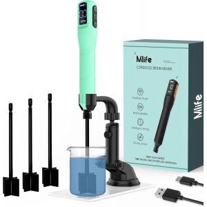 M&eacute;langeur De R&eacute;sine Am&eacute;lior&eacute;, Agitateur &Eacute;lectrique De R&eacute;sine &Eacute;poxy, M&eacute;langeur De Peinture Et M&eacute;langeur De R&eacute;sine &Eacute;poxy Temporis&eacute; Pour R&eacute;sine &Eacute;poxy, Avec Support De M&eacute;langeur (Vert Clair) - Neuf