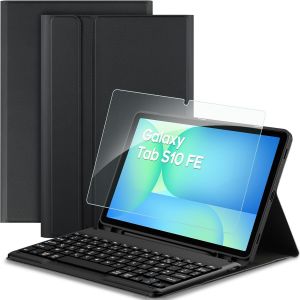 Étui Clavier Pour Samsung Galaxy Tab S10 Fe 10.9"" 2025 / S9 Fe 10.9"" 2023 / S9 11"" 2023 Avec Film De Protection, [Azerty] Étui De Protection Pour Clavier Amovible Avec Porte-Stylo, Noir - Neuf
