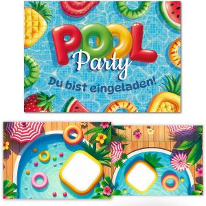 Ehnga-Lot De 12 Cartes D'invitation Avec 12 Enveloppes Pour Anniversaire D'enfant, Piscine, Fête, Filles, Garçons, Enfants, Invitations D'anniversaire, Invitations D'anniversaire - Neuf