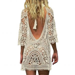 Nouveau Produit,Pareo Femmes Robe De Plage,Tricoté Au Crochet Bikini Cover Up Été Pareo Beach Dress Maillot De Bain Cover Up Bikini Camisole Beach Dress Bikini Cro - Neuf