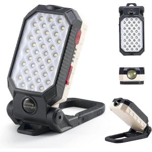Lampe de travail rechargeable 1000 lumens Lampe de travail LED avec 170 crochet de support r&eacute;glable Lampe d'inspection de torche magn&eacute;tique suspendue pour la r&eacute;paration automobile domestique Ca - Neuf