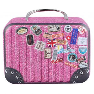 Bo&icirc;te &agrave; musique de valise Belle bo&icirc;te &agrave; musique de valise Bo&icirc;te &agrave; musique en m&eacute;tal pour anniversaire Saint-Valentin No&euml;l Rose Bagage Type 3 - Neuf