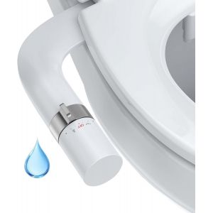 Embout de bidet Slim non &eacute;lectrique avec buses doubles auto-nettoyantes r&eacute;tractablesnettoyage avant et arri&egrave;rebouton poussoir r&eacute;glable pour eau froideblanc - Neuf