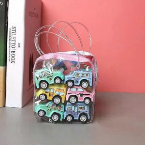 con 6pcs Car Model Toy Pull Back Car Toys Mobile Vehicle Fire Truck Taxi Model Kid Mini Cars Boy Toys Gift Diecasts Toy for Children-Voiture de ville A-6 pi&egrave;ces - Neuf