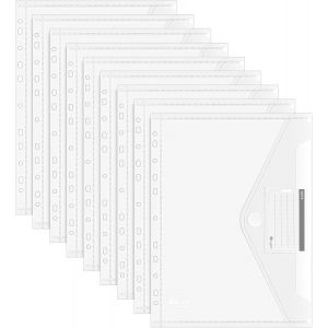 Jexnovashop-Lot De 48 Pochettes Plastique A4, Chemise Plastique Porte-Documents Avec Fermeture Auto-Agrippante, Pochettes Plastiques Perfor&eacute;es A4 Avec &Eacute;tiquettes Pour Organiser Des Documents - Neuf