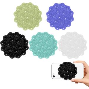 5 Pièces Silicone Ventouse Téléphone, Antidérapant Mini Téléphone Tapis De Ventouse, Support À Ventouse Polyvalent, Pour Voiture Mini Tapis À Ventouse Support Auto-Adhésif - Neuf