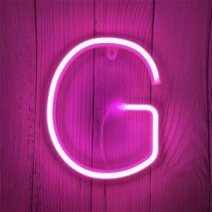 Led Neon Letter Lights Pink Neon Sign Lights Letters Neon Sign Battery/Usb Lettres Lumineuses Neon Night Light D&eacute;coration Pour Chambre D'enfant, Mariage, No&euml;l, Saint Valentin (G) - Neuf