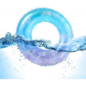 KAL-Anneau De Natation,Anneau Flottant Transparent,Bouée De Bain Bleue À Sequins Étoilés, Anneau De Natation Gonflable Pour Enfants,Anneaux De Natation Pour Fête De Piscine D'Été - Neuf