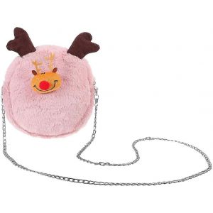 No&euml;l Elk Peluche Sac &agrave; bandouli&egrave;re Femmes Filles Rond Messenger Bag avec fermeture &eacute;clair Porte-monnaie Sac &agrave; main Doux - Neuf