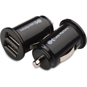 Paquet de 2 mini chargeur usb voiture double (Chargeur Allume Cigare USB) 10W 2A encastrable avec un chipset de chargement intelligent pour iPhone XR XS, Samsung Galaxy S10, Note 9, LG G7, etc. - Neuf