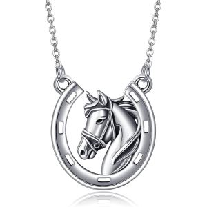 Cha&icirc;ne En Argent Sterling 925 Avec Pendentif En Forme De Fer &Agrave; Cheval Pour Les Amateurs De Chevaux,Argent Sterling - Neuf