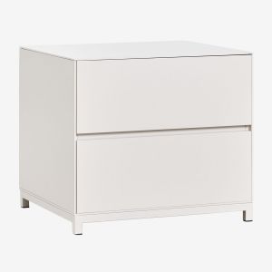 Table de chevet rectangulaire 50x45 cm en MDF Kivora Blanc Gardenia - Neuf