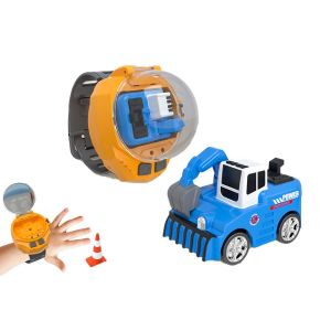 Voiture-Montre T&eacute;l&eacute;command&eacute;e Pour Enfants Avec Mini Bulldozer Rechargeable Par Usb - Bleu - Neuf