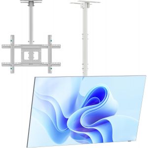 MEVRONISSHOP-Support TV Plafond Blanc pour 32-80 Pouces TV & Ecran, Support Television Plafond de 68 kg - Bras Articule TV Plafond VESA 100x100-600x400/Plafond Support TV Inclinable Pivotant N1L-W Bl - Neuf