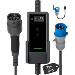 MEVRONISSHOP-Chargeur Voiture Electrique P17 7,4kW, 6m, 6A-32A, 1-Phase d&eacute; Chargeur Voiture Electrique Type 2 32A P17, Type 2 Chargeur EV Prise CEE Compatible avec Model Y, E-208, 500e et Autres EV/P - Neuf