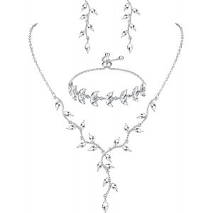 Ensemble De Bijoux De Mariée Pour Femmes De Mariage Collier En Strass Boucles D'oreilles En Forme De Larme Pour Mariée Demoiselle D'honneur Bijoux Fantaisie De Bal De Mariée En Cristal - Neuf