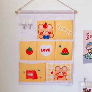 Hjlian Sac De Rangement Mural En Tissu, Pochettes De Rangement Murales, Decoration De La Maison Pour Dortoir, Chevet, Placard, Grand Ours En Pomme - Neuf