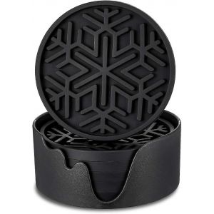 Sous-Verres En Silicone [Paquet De 6] Sous-Verres De Boisson À La Neige Avec Support - Tapis De Tasse - Antidérapant,Antiadhésif - Neuf