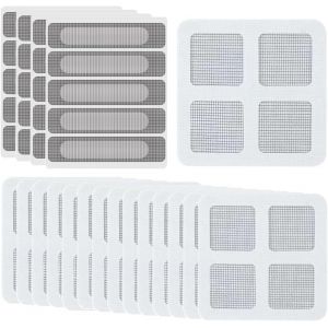 Kit réparation moustiquaire, 35 pièces, fortement auto-adhésif, maille fibre de verre, remplacement porte, Patchs réparation mur, Outils cloison sèche rapide (Gris) - Neuf