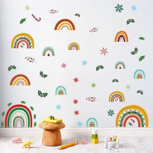 No&euml;l arc-en-ciel de la porte de flocon de neige de l'orignal autocollant de fen&ecirc;tre de magasin b - Neuf