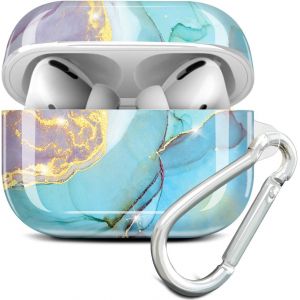 Coque AirPods Pro, Coque Housse &Eacute;tui Protecteur pour AirPod Pro, Protection Coque pour AirPods Pro Case Silicone Cover avec Porte-cl&eacute;s - Menthe Violet - Neuf