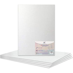 Lot de 5 panneaux de toile vierge A3-100% coton - Pour peinture &iquest;&iquest; l'huile, peinture acrylique, supports mixtes - Sans acide - Blanc - Format A3-297 x 420 mm - Neuf