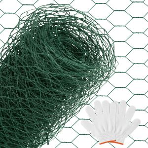 Grillage &Agrave; Poule Triple Torsion 1x10m - Maille Hexagonale 27mm, Acier Galvanis&eacute; Pour Cl&ocirc;ture&iquest; Vert - Neuf