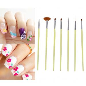 Lot De 7 Pinceaux A Ongles En Nylon Pour Manucure, Gel Uv Acrylique, Dessin, Pointillage, Peinture - Neuf