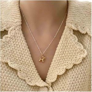 Kal-Minimaliste Ballon Chien Collier Ras Du Cou Mini Chien Pendentif Collier Argent Satellite Chaîne Collier Or Chiot Caniche Animal Collier Chaîne Bijoux Pour Femme Et Fille - Neuf