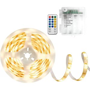 Bande Led 5 M, 150 Led 2835 Smd, 8 Modes, Autocollante, Avec T&eacute;l&eacute;commande, Pour D&eacute;coration De La Chambre &Agrave; Coucher, De La Maison (Blanc Chaud) - Neuf