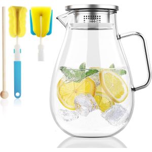 Pichet En Verre De 2 L Avec Couvercle Filtre - Neuf