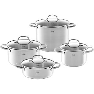 Subzonal-San Francisco Jeu De Faitouts/Sautoir En Acier Inoxydable, 4 Pi&egrave;ces Avec Couvercle En Verre, Compatible Induction (3 Faitouts, 1 Sautoir), Argent&eacute; - Neuf