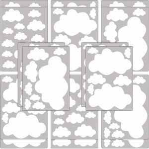 ERYI-Set De 140 Stickers Muraux Enfants Nuages - Autocollants Décoration Murale Chambre Bébé - Facile À Poser Blanc - Neuf