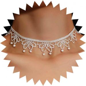 Kal-Collier Ras Du Cou En Dentelle Fleurie Boho Mariage Collier Ras Du Cou En Cristal Argent&eacute; Collier Ras Du Cou Bleu Rose Collier Bijoux Pour Femmes Adolescentes - Neuf