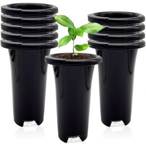 lbgwp60-Lot De 10 Pots Profonds En Plastique Épais Et Stables Réutilisables Pour Pépinière, Pot Plante Intérieur - Neuf