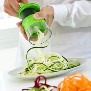Spiru Spiral Vegetable Slicer,Healthy and Kitchen,Easy to Use and Clean,Compact and Lightweight,ABS and Stainless Steel,Green,8x8x9cm - Neuf