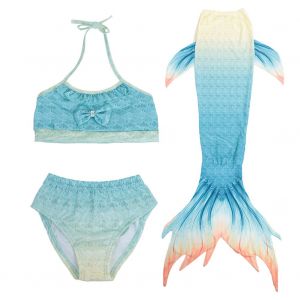 Maillot De Bain Trois Pieces Pour Enfants, Ensemble Bikini Queue De Poisson (110) - Neuf
