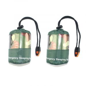 Lot De 2 Sacs De Couchage D'urgence, Imperméables, Légers Et Thermiques, Pour Bivouac, Couvertures De Survie, Sacs Portables En Nylon Pour Camping, Randonnée Et Activités De Plein Air. - Neuf