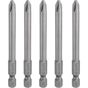 CHECARZHN--NO1-5Pcs Embout De Tournevis Cruciforme Phillips #2 Ph2 Tige Hexagonale De 1/4"" (6,35 Mm) En Acier S2 Magnétiquelongueur De 3,15"" (80 Mm) Pour Perceuse 0,236"" (6 Mm) Tige - Neuf