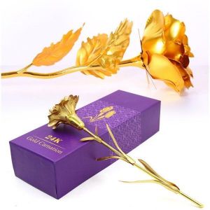 Coffret Cadeau Rose Et ?illet Plaqu&eacute; Or 24 Carats Avec Bo&icirc;te Pour Occasions Sp&eacute;ciales - Neuf