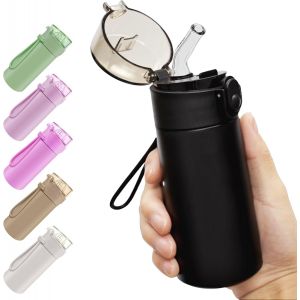 150ml Petite Bouteille Isotherme, Gourde Isotherme Avec Couvercle Verrouillable Anti-Fuite, Bouteille D'eau Acier Inoxydable À Double Paroi, Sans Bpa, Pour Running, École, Bureau (Noir) - Neuf