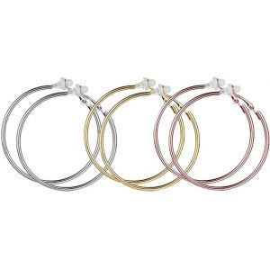 Cmjaagur-3 Paires De Clips D'oreilles, Grand Ensemble De Cr&eacute;oles, Boucles D'oreilles Pour Femmes Non Perc&eacute;es, Boucles D'oreilles Pour Femmes Hypoallerg&eacute;niques En Or Rose Et Argent Plaqu&eacute; Or [M1159] - Neuf