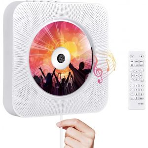 Lecteur de CD Portable Lecteur de Musique MP3 Bluetooth Mural avec T&eacute;l&eacute;commande Haut-Parleur HiFi Int&eacute;gr&eacute; Radio FM avec Port Audio de 3,5 mm Cl&eacute; USB et Audio AUX Entr&eacute;e - Neuf