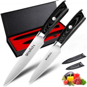 Mevronisshop-Ensemble De Couteaux De Cuisine De 13 Cm, Couteau De Cuisine Et Couteau &Agrave; &Eacute;plucher Les Fruits De 9 Cm, Acier Inoxydable Allemand &Agrave; Haute Teneur En Carbone En1.4116 Avec Couvercle Bonus X - Neuf